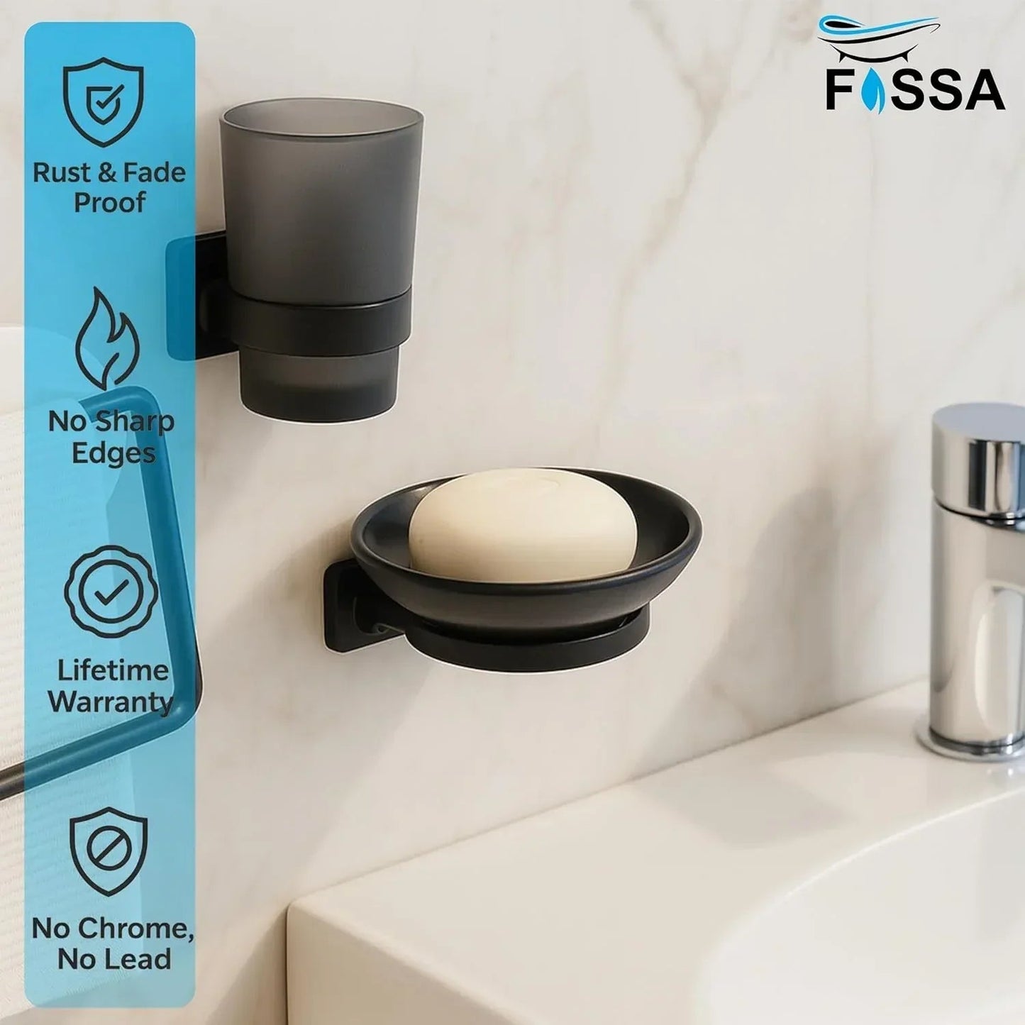 Ceramic Black Unbreakable Soap Dish Round Glossy Finish (RB-121)